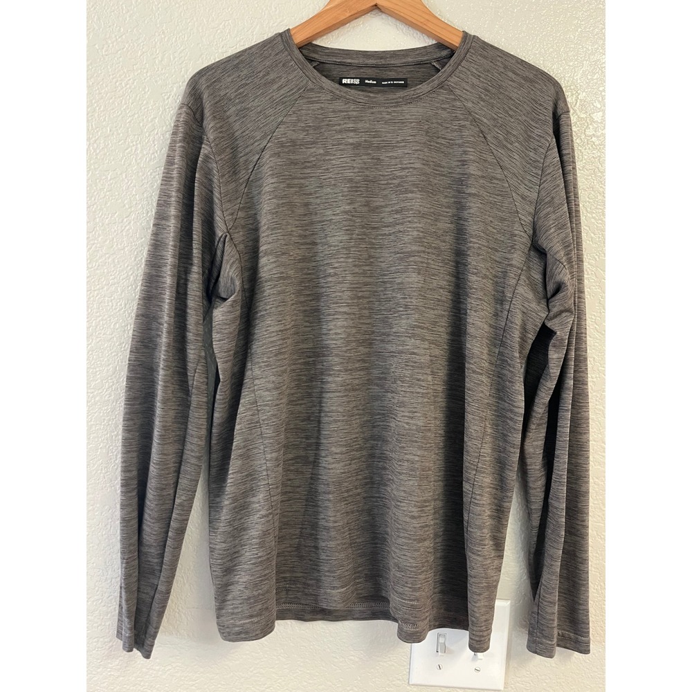REI Co-op Mens Long Sleeve Performance Shirt Brown-Gray Medium Activewear